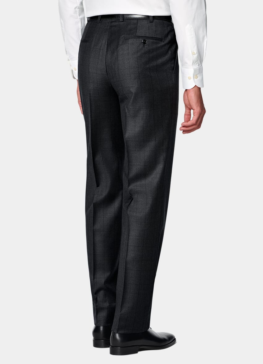 SUITSUPPLY All Season Wrinkle-Free Wool by Lanificio Ermenegildo Zegna, Italy Dark Grey Checked Tailored Fit Havana Suit