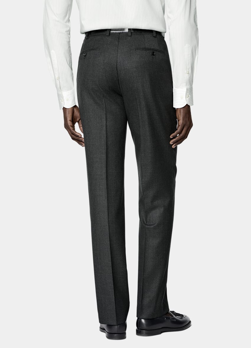 SUITSUPPLY All Season Pure S150's Wool by E.Thomas, Italy Dark Grey Checked Tailored Fit Milano Suit