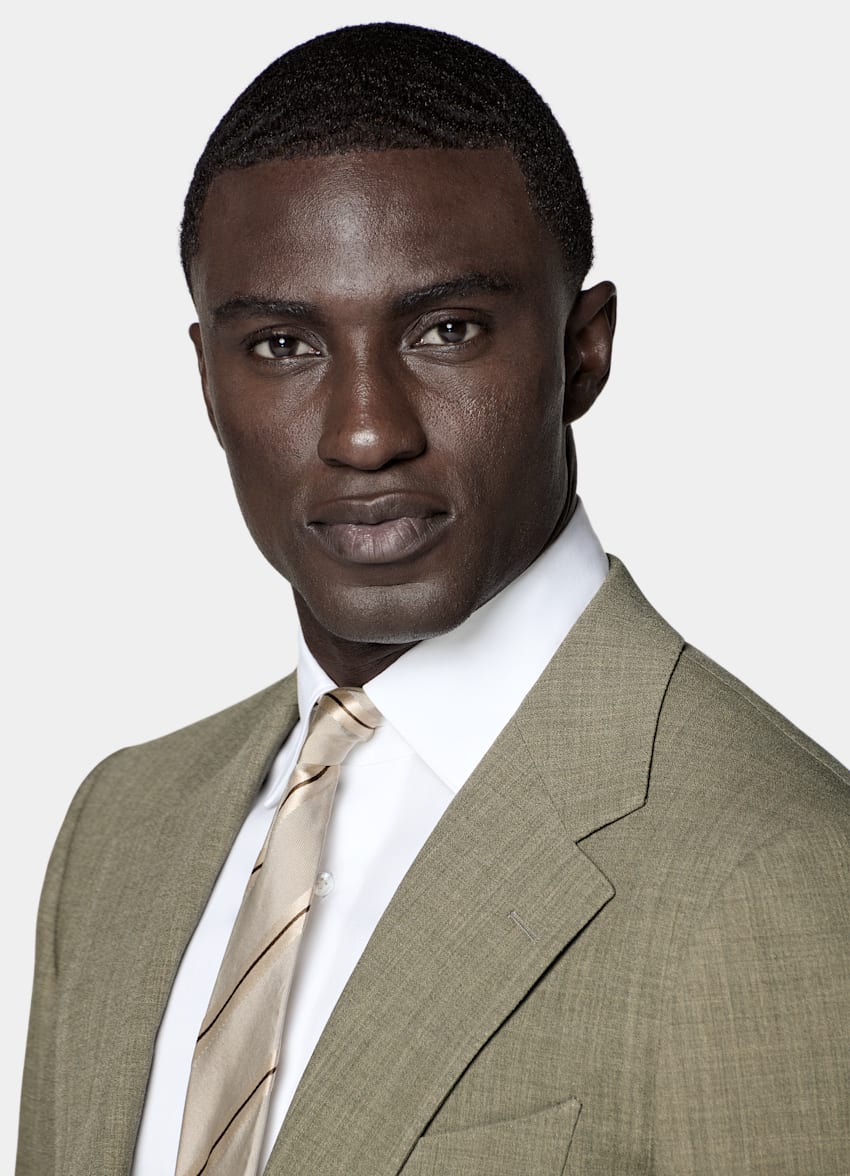 SUITSUPPLY All Season Pure Wool by Botto Giuseppe, Italy Mid Green Tailored Fit Milano Suit