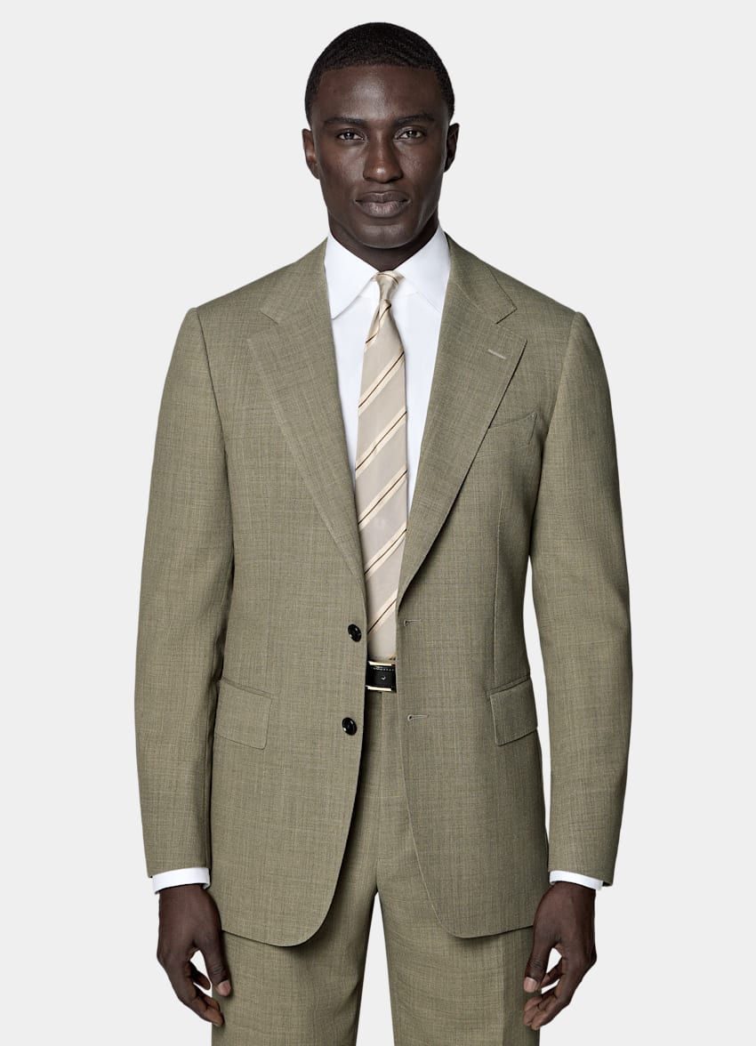 SUITSUPPLY All Season Pure Wool by Botto Giuseppe, Italy Mid Green Tailored Fit Milano Suit