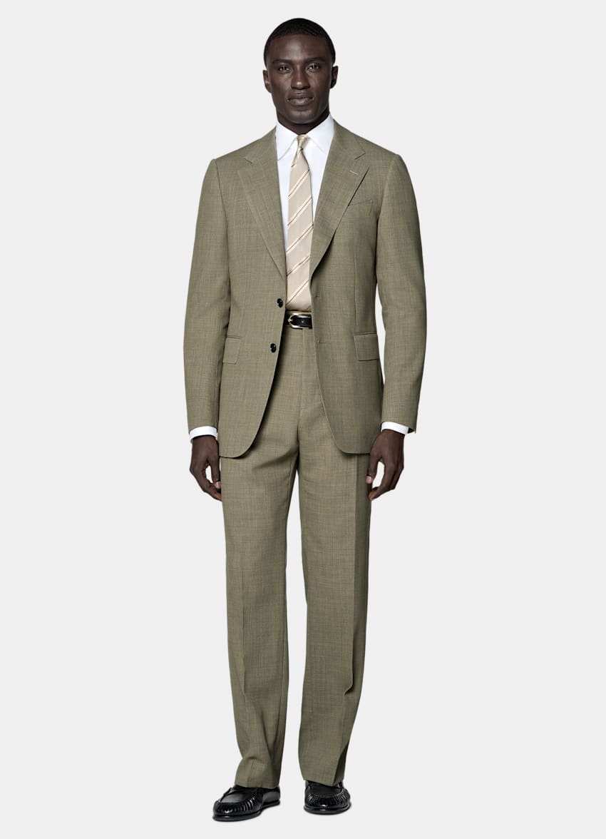 SUITSUPPLY All Season Pure Wool by Botto Giuseppe, Italy Mid Green Tailored Fit Milano Suit