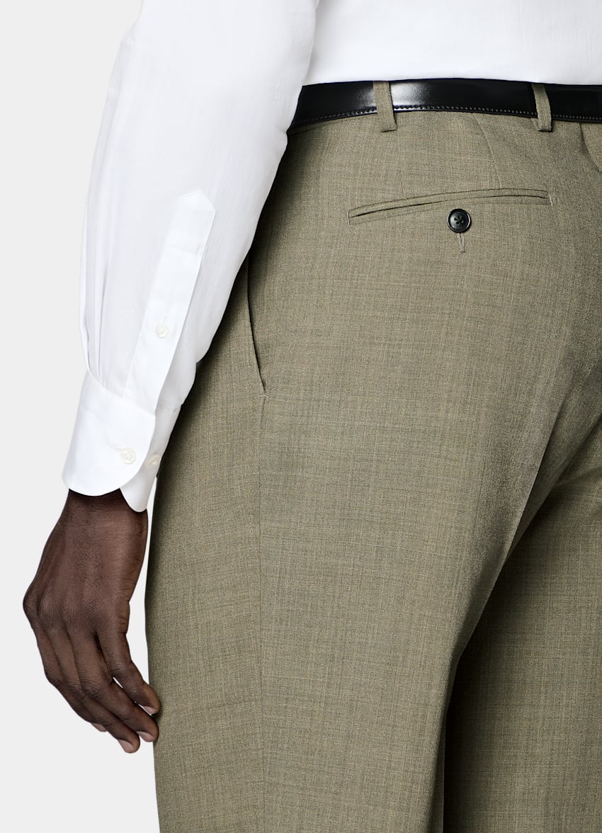 SUITSUPPLY All Season Pure Wool by Botto Giuseppe, Italy Mid Green Tailored Fit Milano Suit