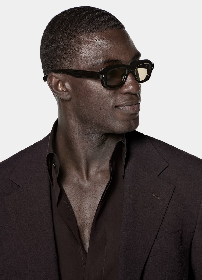 SUITSUPPLY All Season Pure Wool by Botto Giuseppe, Italy Dark Red Relaxed Fit Roma Suit