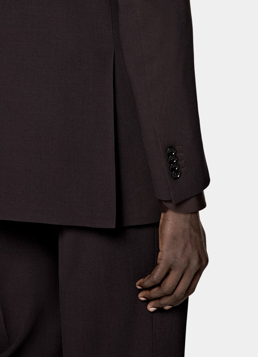 SUITSUPPLY All Season Pure Wool by Botto Giuseppe, Italy Dark Red Relaxed Fit Roma Suit