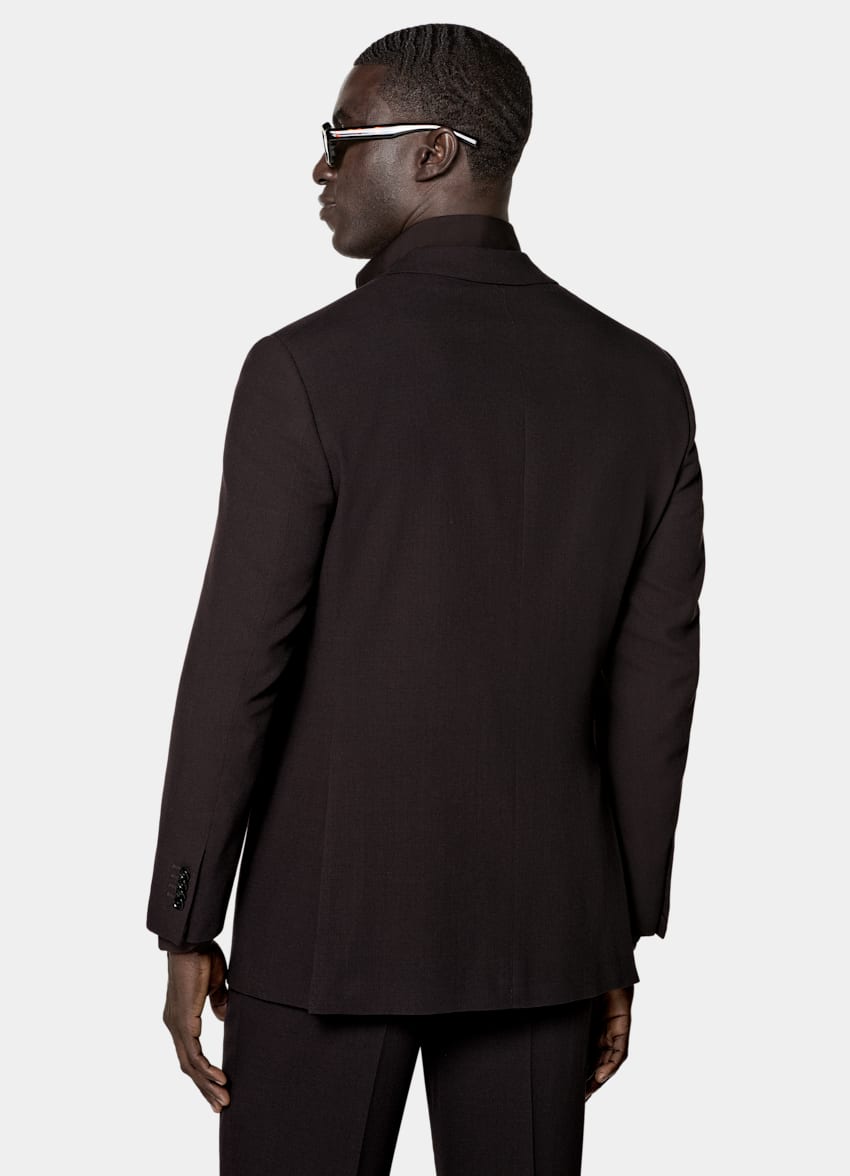 SUITSUPPLY All Season Pure Wool by Botto Giuseppe, Italy Dark Red Relaxed Fit Roma Suit