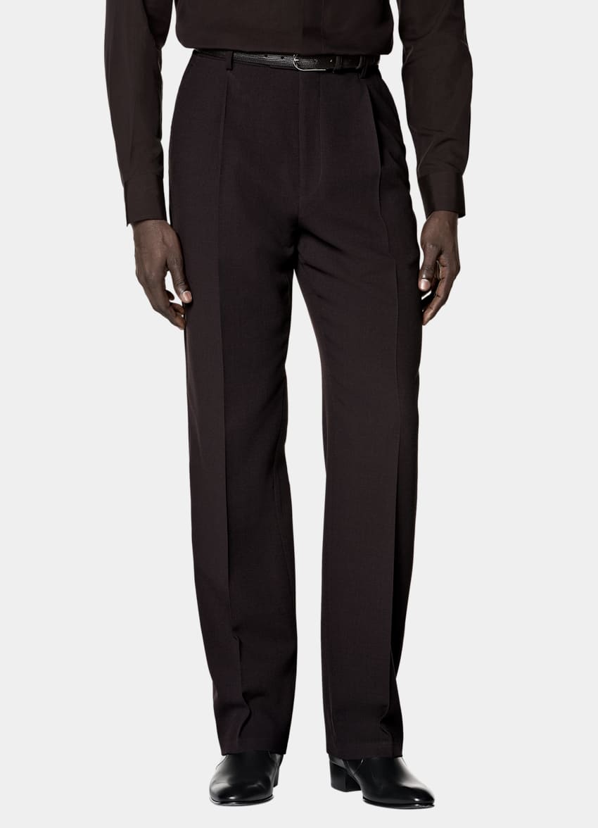 SUITSUPPLY All Season Pure Wool by Botto Giuseppe, Italy Dark Red Relaxed Fit Roma Suit