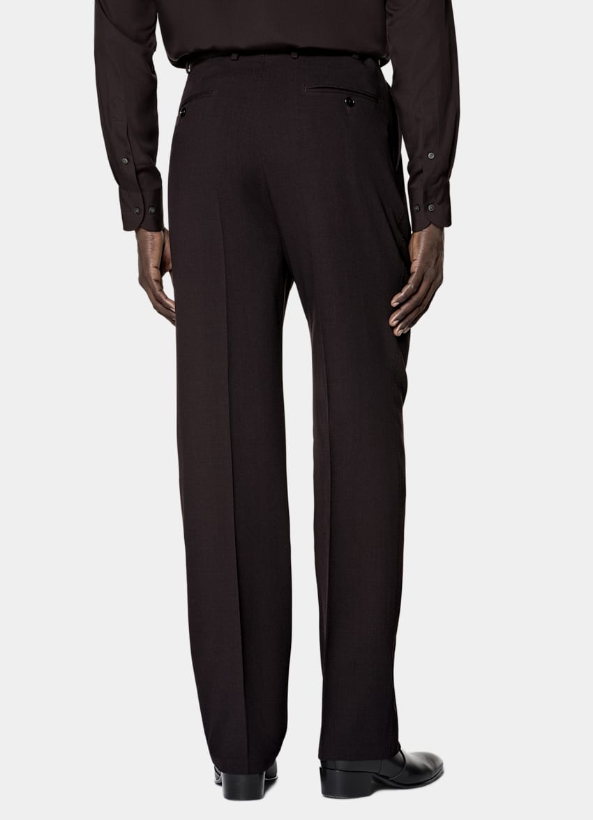 SUITSUPPLY All Season Pure Wool by Botto Giuseppe, Italy Dark Red Relaxed Fit Roma Suit