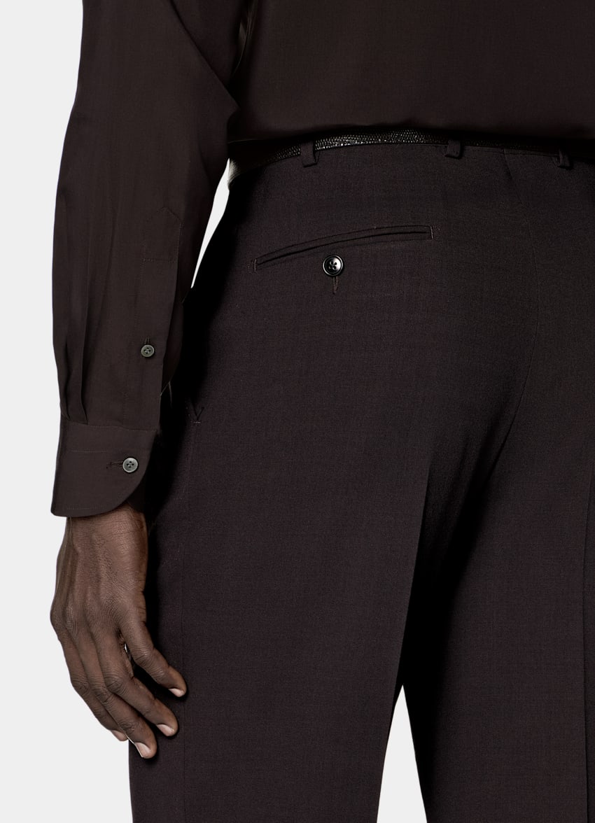 SUITSUPPLY All Season Pure Wool by Botto Giuseppe, Italy Dark Red Relaxed Fit Roma Suit