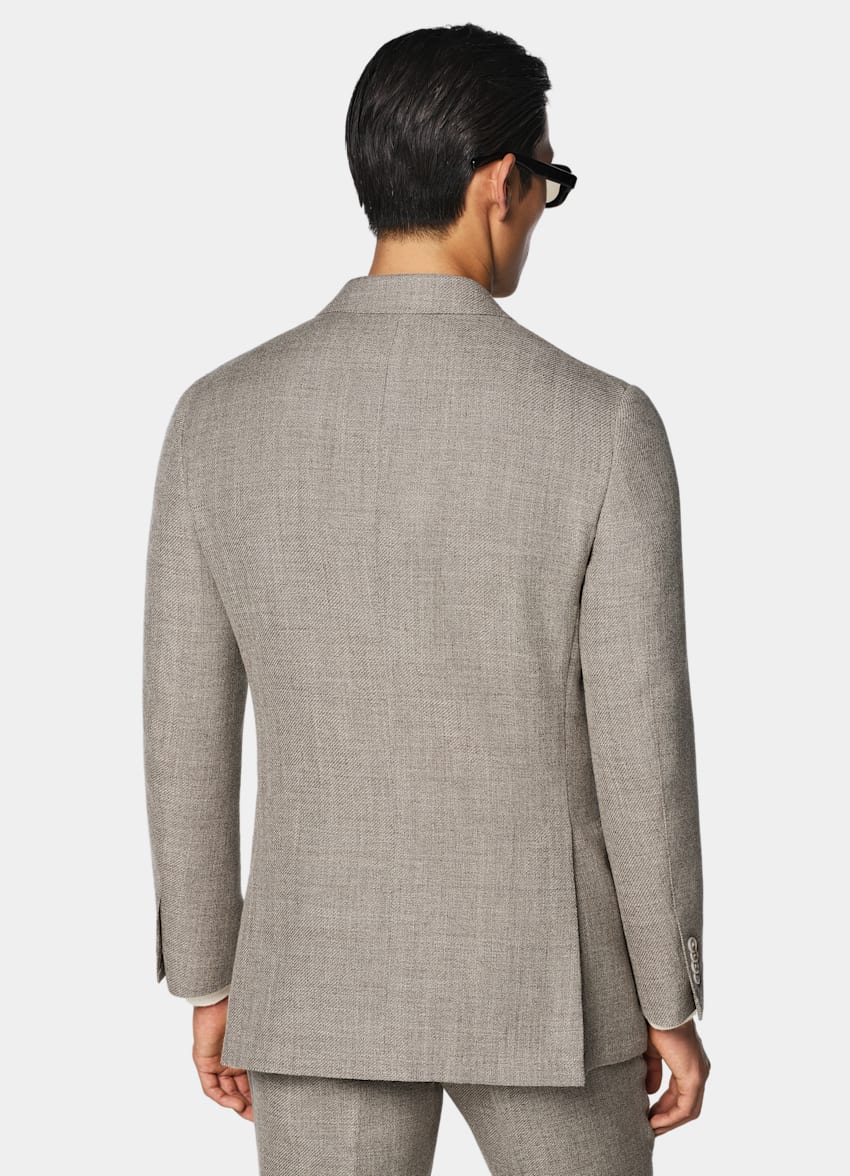 SUITSUPPLY Summer Wool Alpaca Linen by Ferla, Italy Light Taupe Tailored Fit Havana Suit