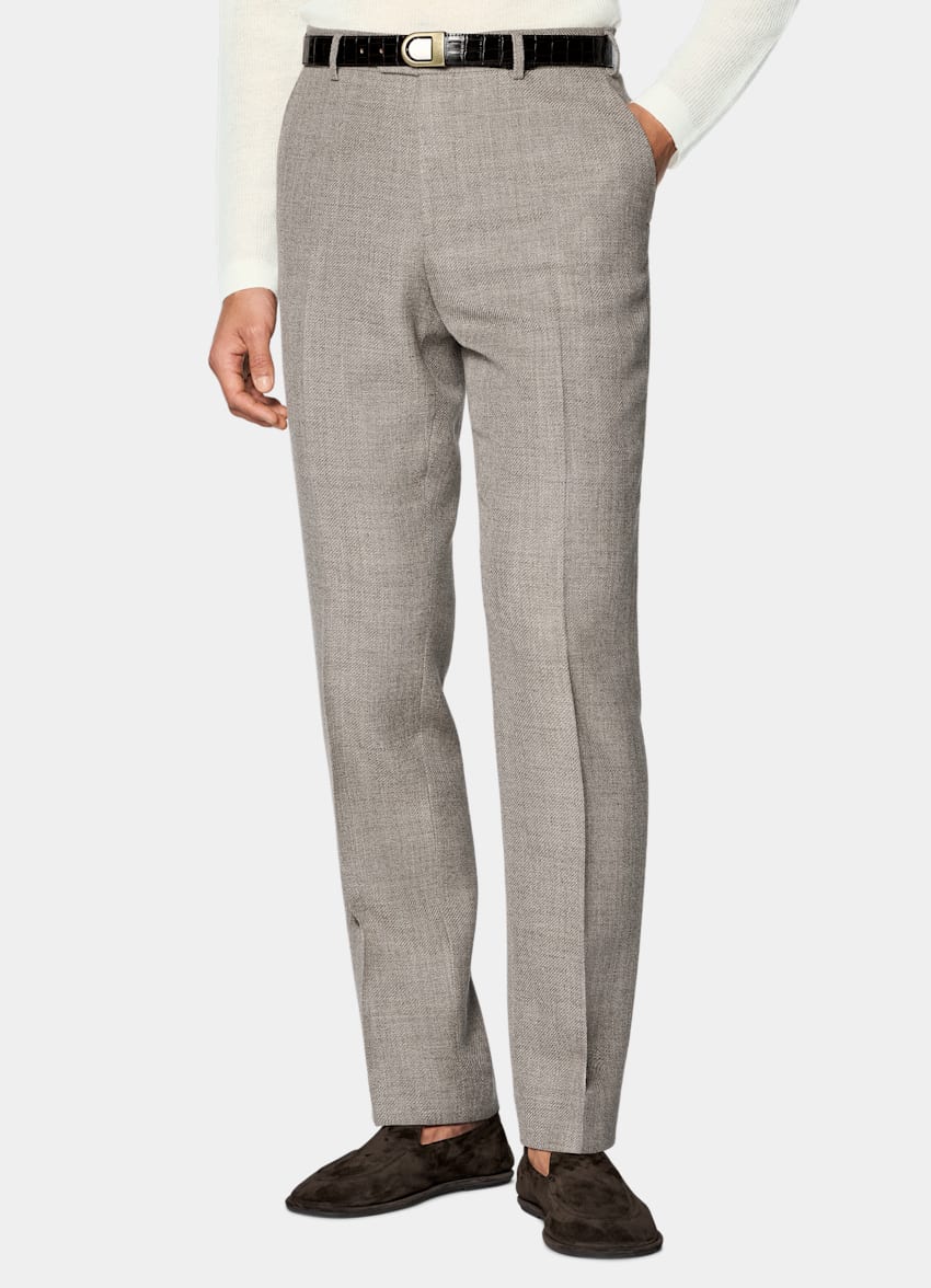 SUITSUPPLY Summer Wool Alpaca Linen by Ferla, Italy Light Taupe Tailored Fit Havana Suit