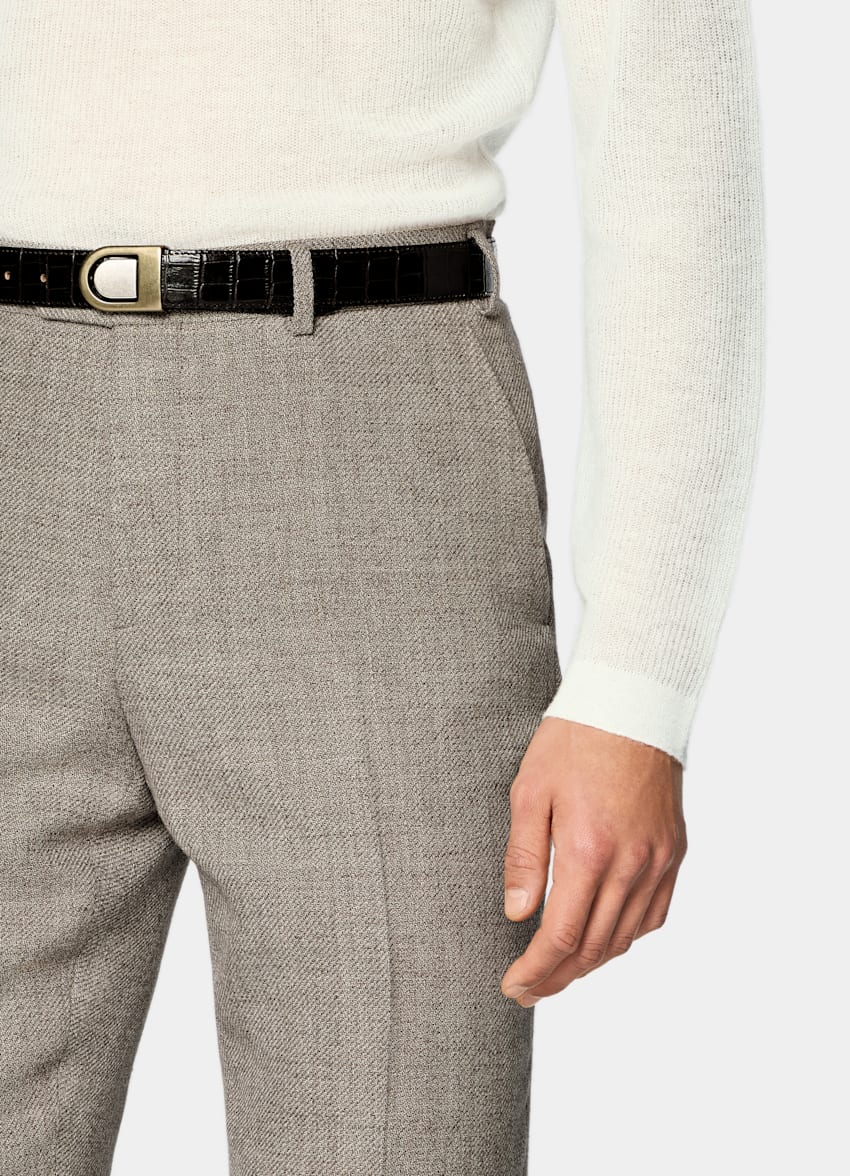 SUITSUPPLY Summer Wool Alpaca Linen by Ferla, Italy Light Taupe Tailored Fit Havana Suit