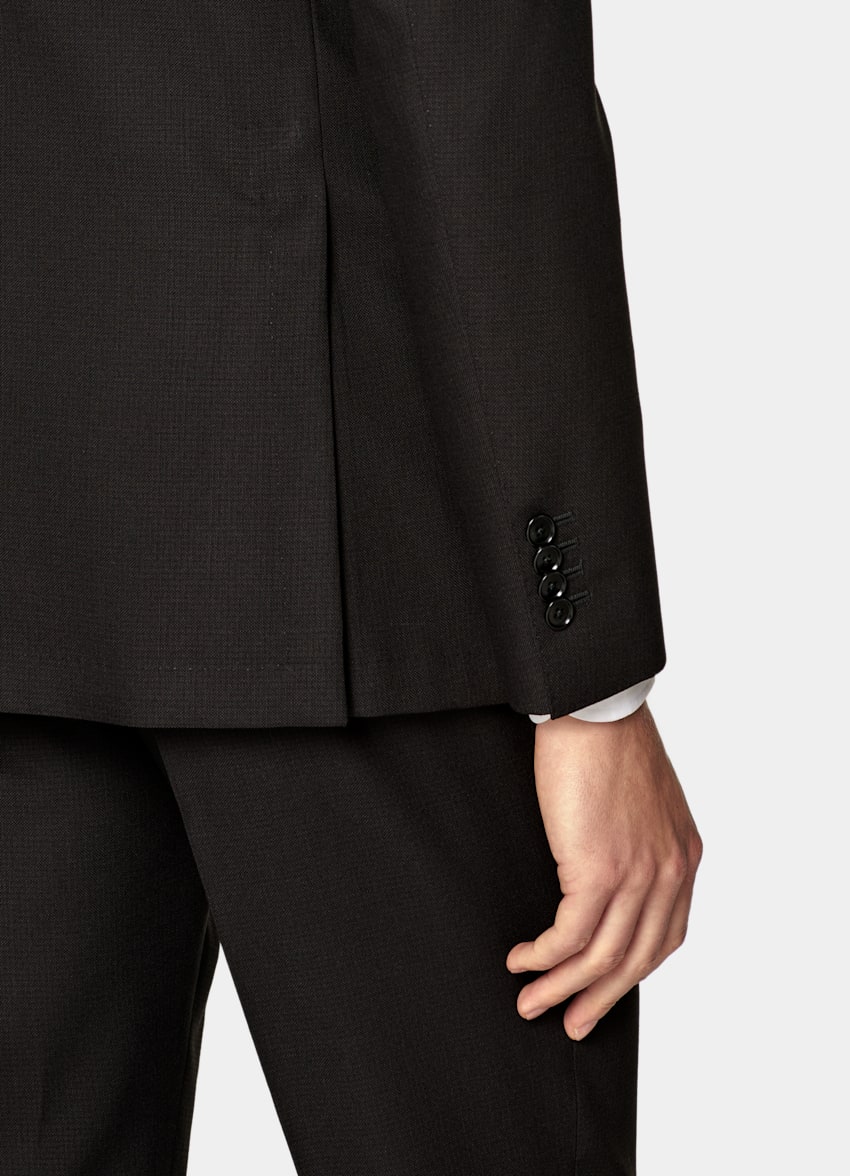SUITSUPPLY All Season Wrinkle-Free Wool par Rogna, Italie Dark Brown Houndstooth Tailored Fit Havana Suit