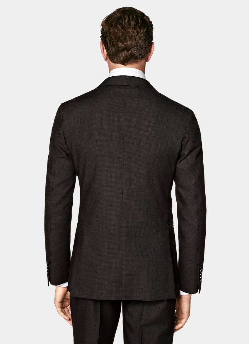 SUITSUPPLY All Season Wrinkle-Free Wool par Rogna, Italie Dark Brown Houndstooth Tailored Fit Havana Suit