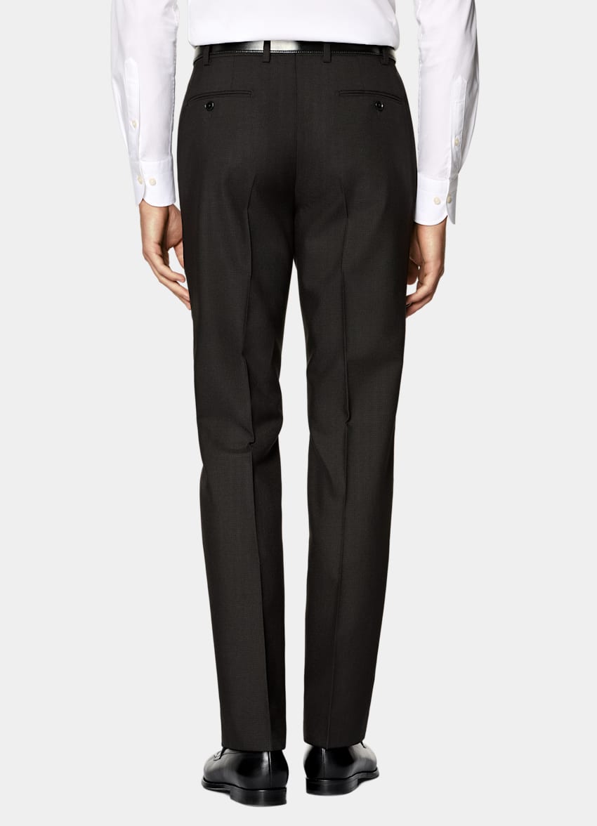 SUITSUPPLY All Season Wrinkle-Free Wool par Rogna, Italie Dark Brown Houndstooth Tailored Fit Havana Suit