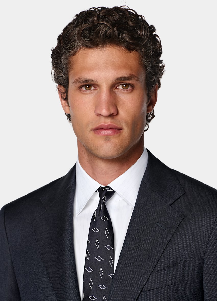 SUITSUPPLY All Season Pure S130's Wool by Carlo Barbera, Italy Navy Tailored Fit Havana Suit