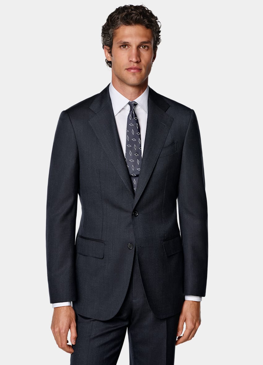 SUITSUPPLY All Season Pure S130's Wool by Carlo Barbera, Italy Navy Tailored Fit Havana Suit