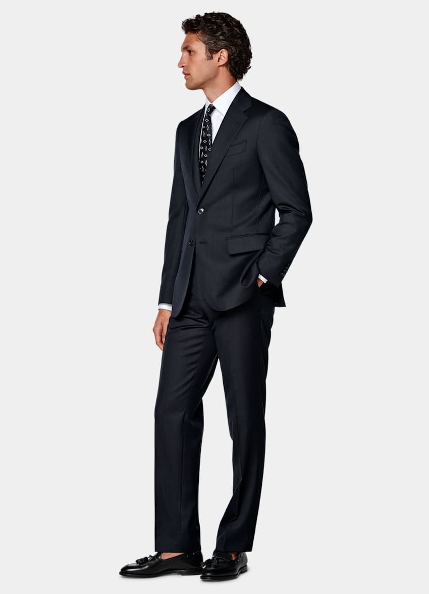 SUITSUPPLY All Season Pure S130's Wool by Carlo Barbera, Italy Navy Tailored Fit Havana Suit