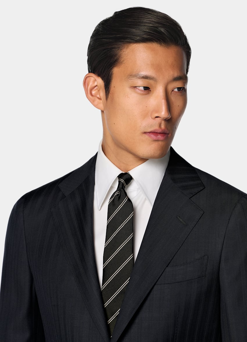 SUITSUPPLY All season Pura lana S130's - Carlo Barbera, Italia Abito Havana navy a righe tailored fit