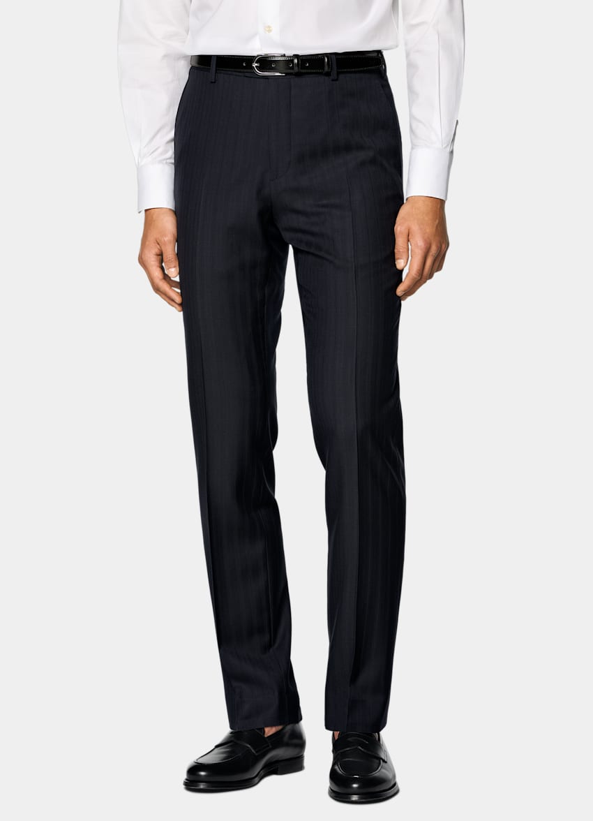 SUITSUPPLY All season Pura lana S130's - Carlo Barbera, Italia Abito Havana navy a righe tailored fit