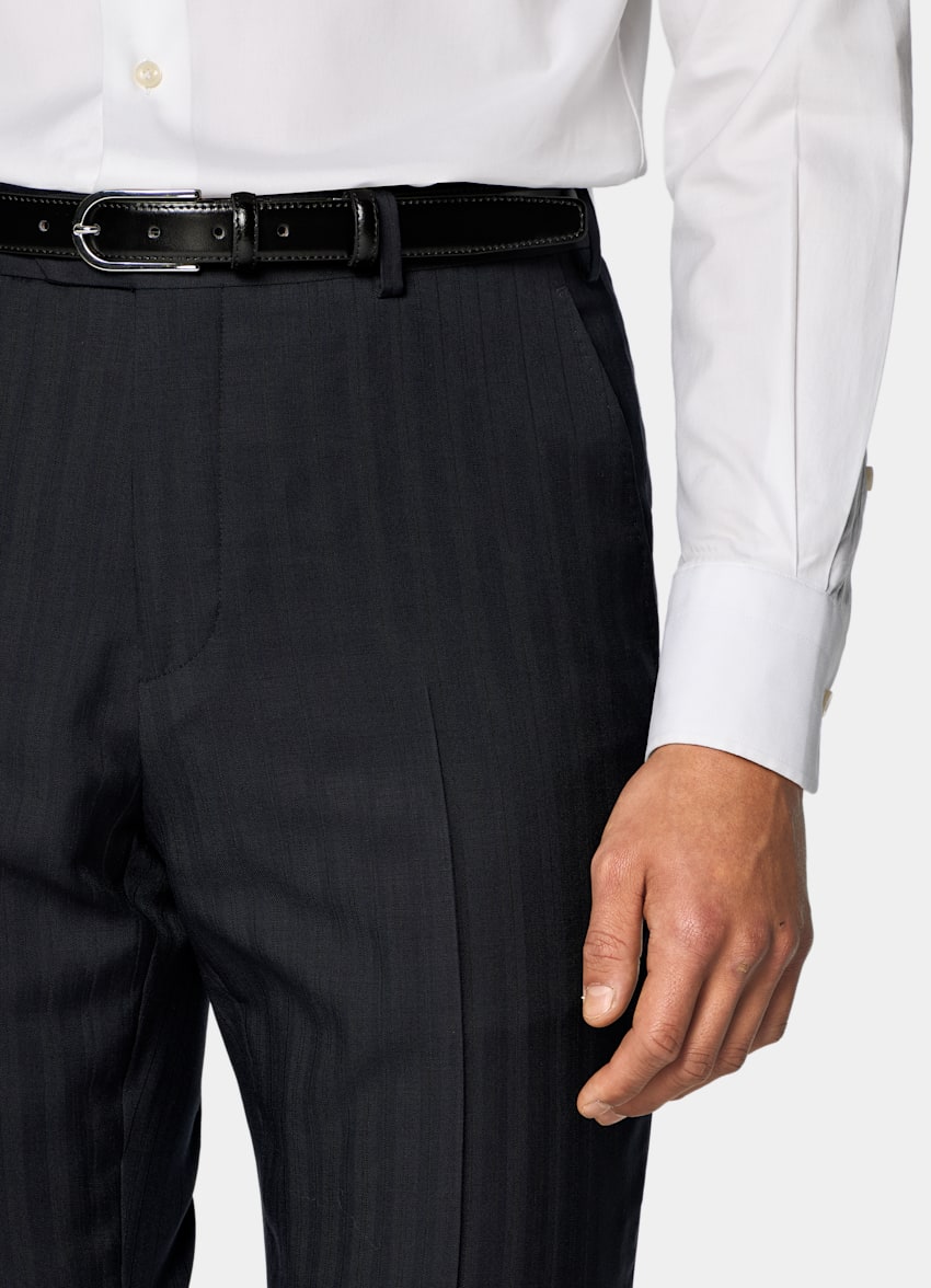 SUITSUPPLY All season Pura lana S130's - Carlo Barbera, Italia Abito Havana navy a righe tailored fit