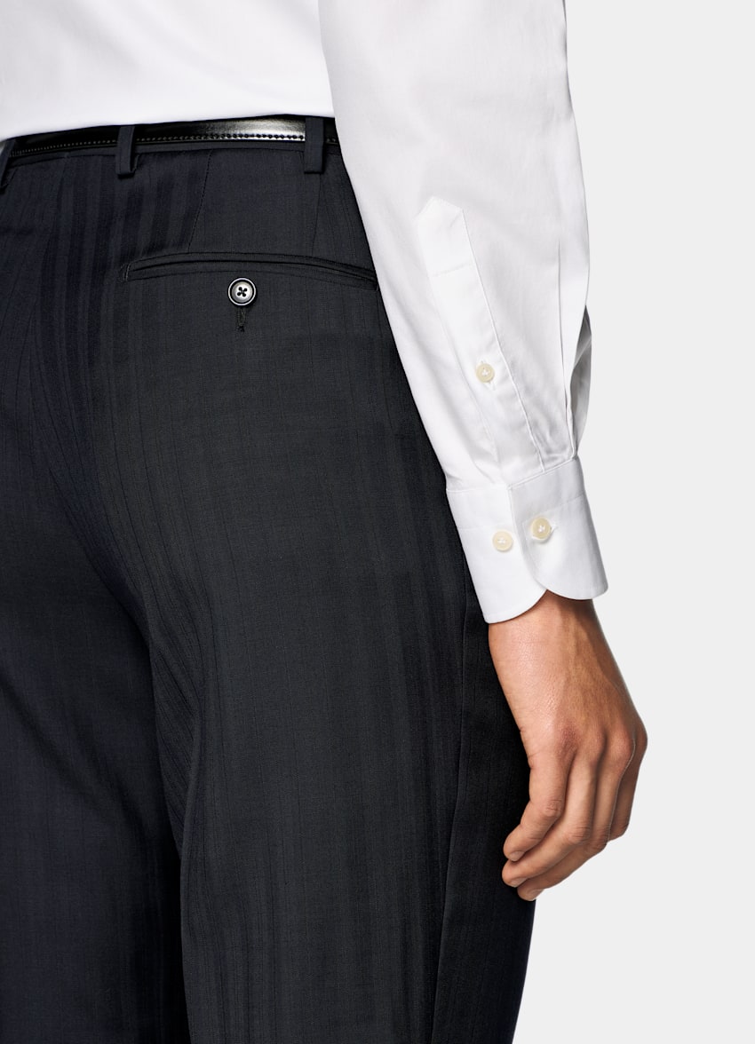 SUITSUPPLY All season Pura lana S130's - Carlo Barbera, Italia Abito Havana navy a righe tailored fit