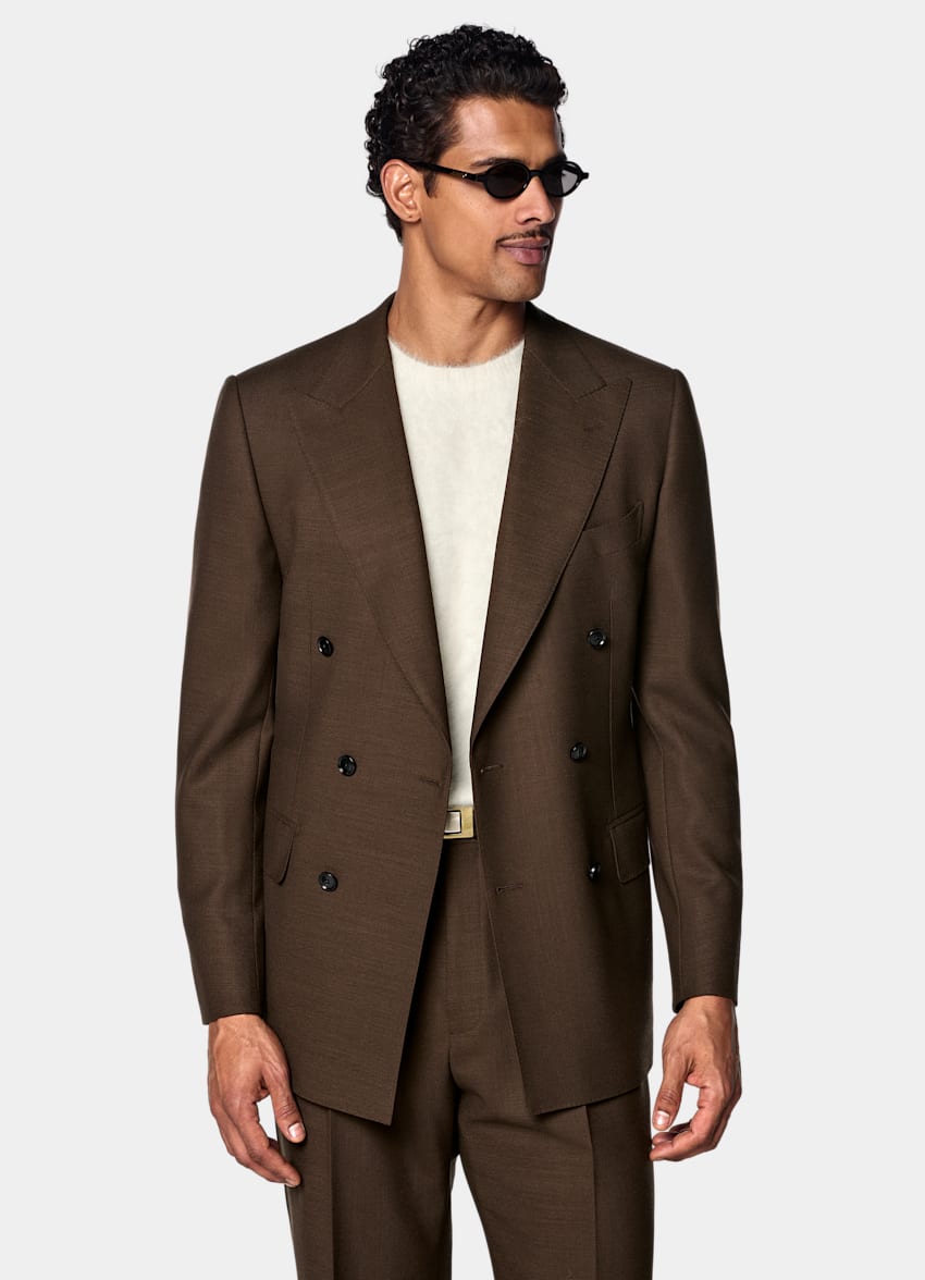SUITSUPPLY Pure Wool by Subalpino, Italy Mid Brown Tailored Fit Milano Suit
