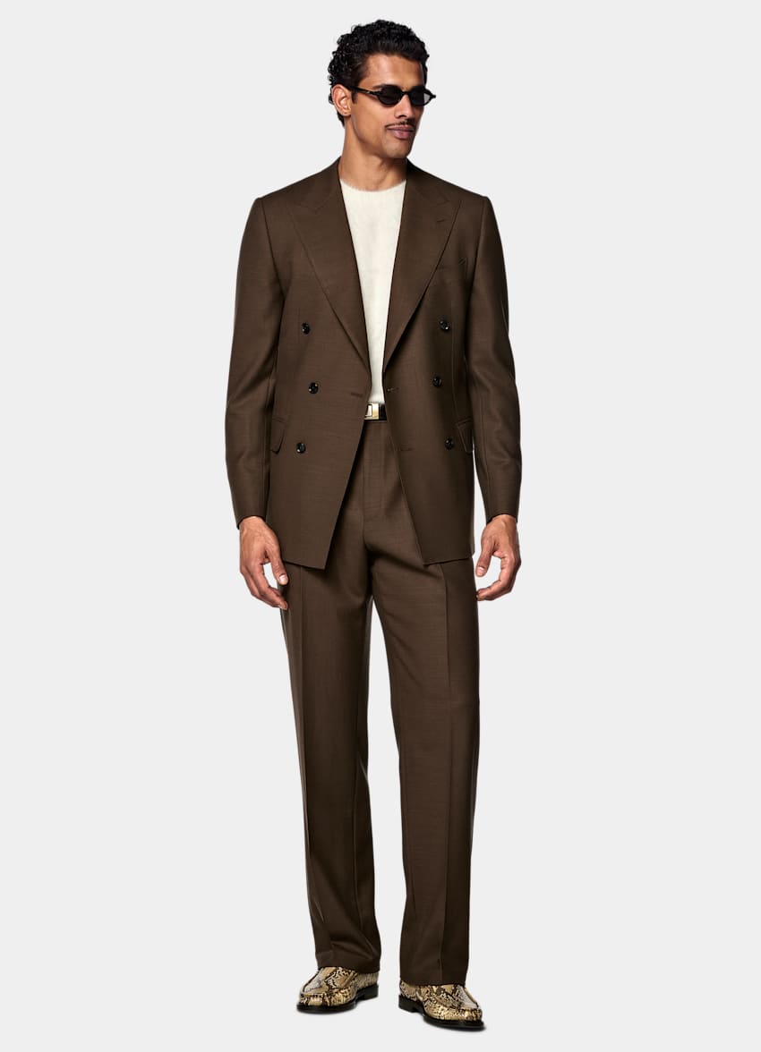 SUITSUPPLY Pure Wool by Subalpino, Italy Mid Brown Tailored Fit Milano Suit