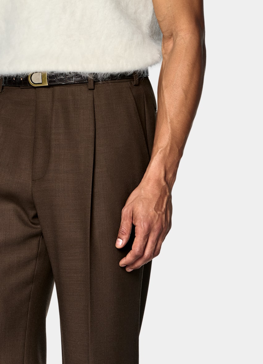 SUITSUPPLY Pure Wool by Subalpino, Italy Mid Brown Tailored Fit Milano Suit