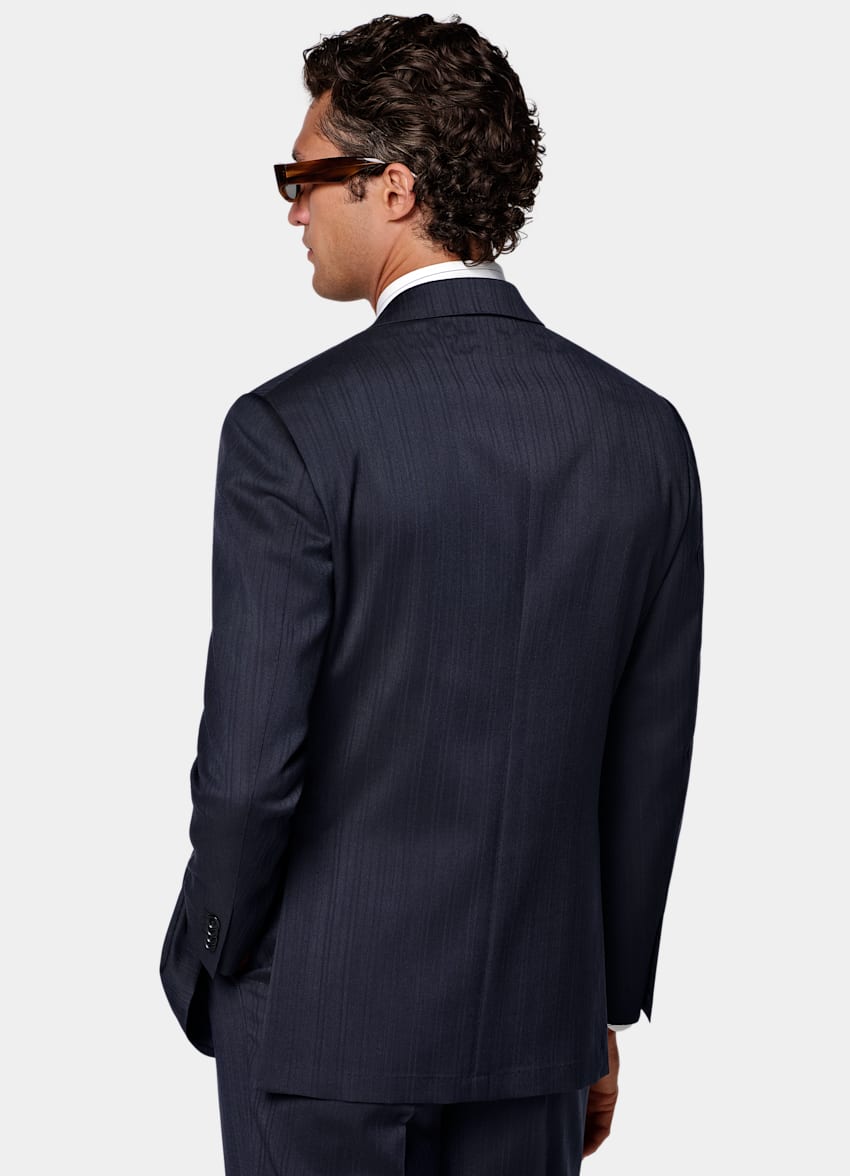 SUITSUPPLY All season Pura lana - Cerruti, Italia Abito Roma blu navy spina di pesce relaxed fit