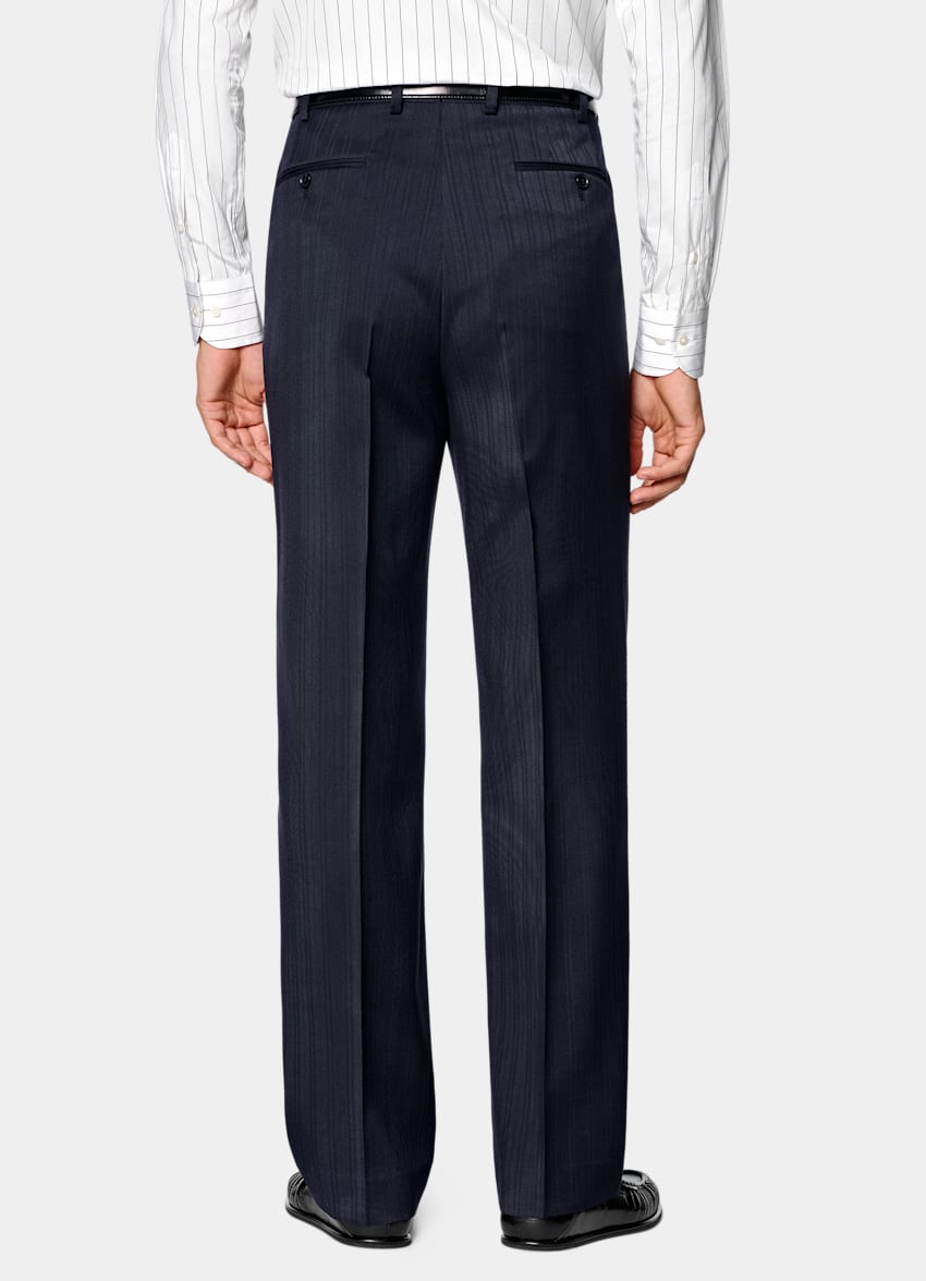 SUITSUPPLY All season Pura lana - Cerruti, Italia Abito Roma blu navy spina di pesce relaxed fit