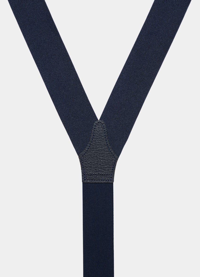 Navy Suspenders in Polyester Blend & Leather | SUITSUPPLY Hong Kong SAR