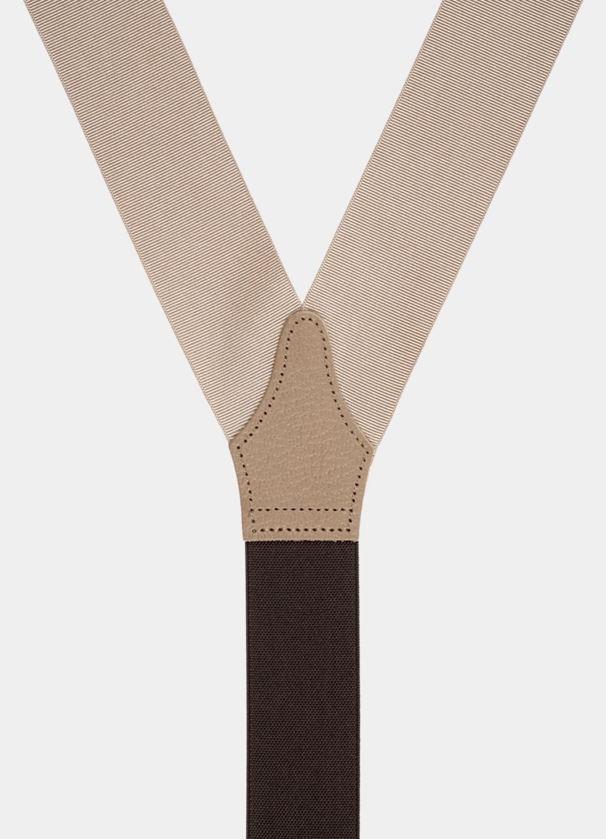 Light Brown Suspenders in Polyester Blend & Leather | SUITSUPPLY US