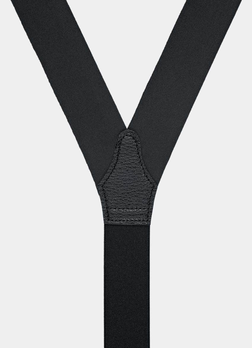 SUITSUPPLY Polyester Blend & Leather by Gigidue, Italy Black Suspenders