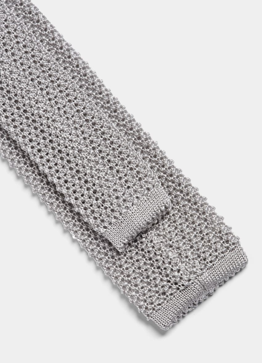 SUITSUPPLY 意大利 Canepa 生产的真丝面料 灰色针织领带