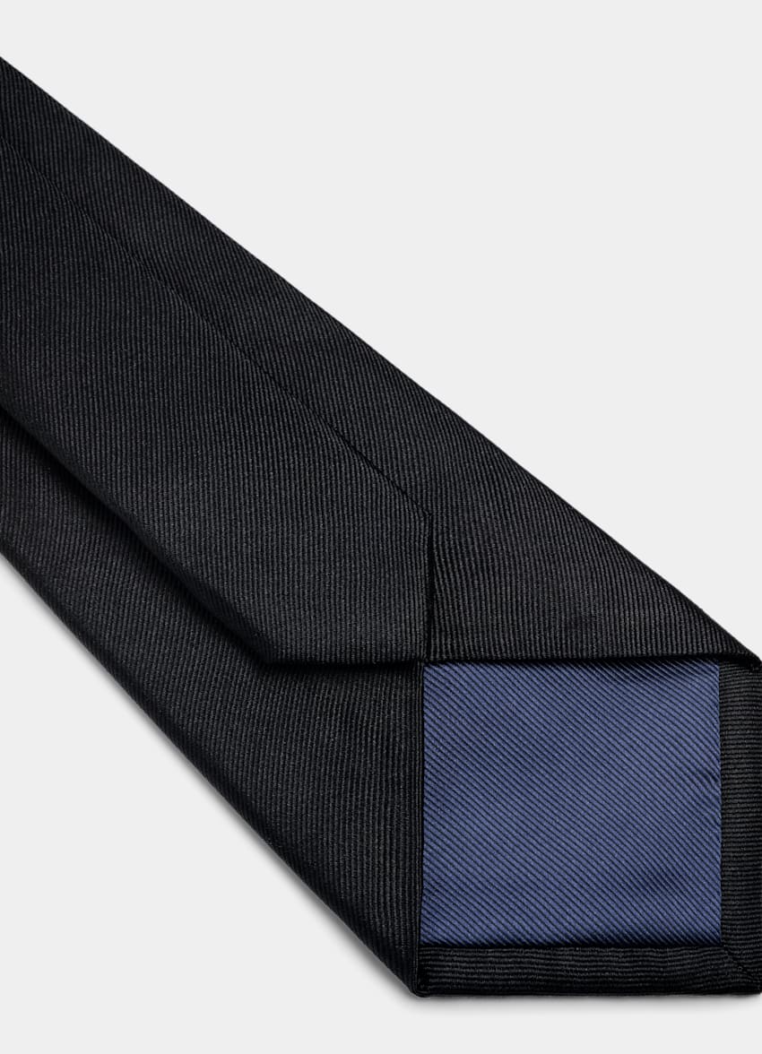 SUITSUPPLY Pure Silk Black Plain Tie