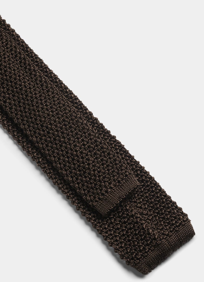 SUITSUPPLY Pure Silk by Canepa, Italy Brown Knitted Tie
