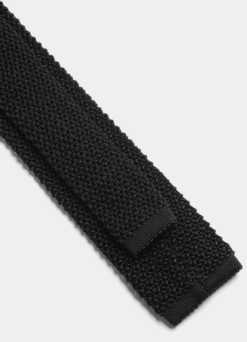 SUITSUPPLY 意大利 Canepa 生产的真丝面料 黑色针织领带