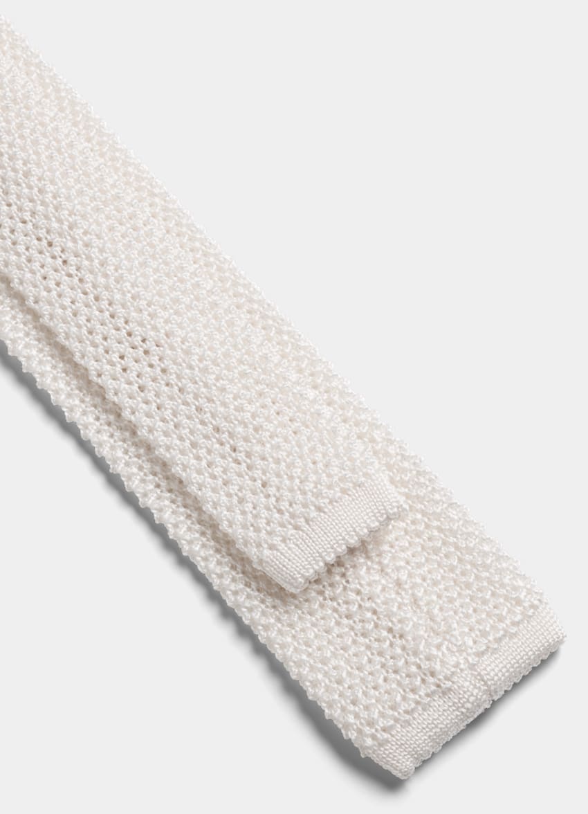 SUITSUPPLY 意大利 Canepa 生产的真丝面料 白色针织领带