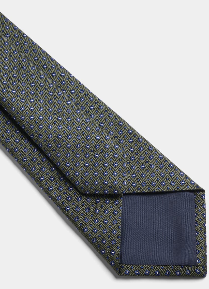 SUITSUPPLY 意大利 Carlo Pozzi 生产的丝绸、棉面料 绿色花卉领带