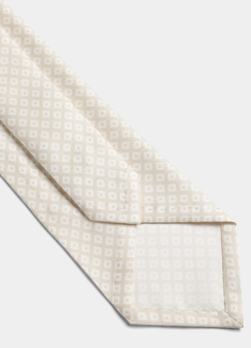 SUITSUPPLY Pura seda de Silk Pro, Italia Corbata marrón claro con motivo gráfico