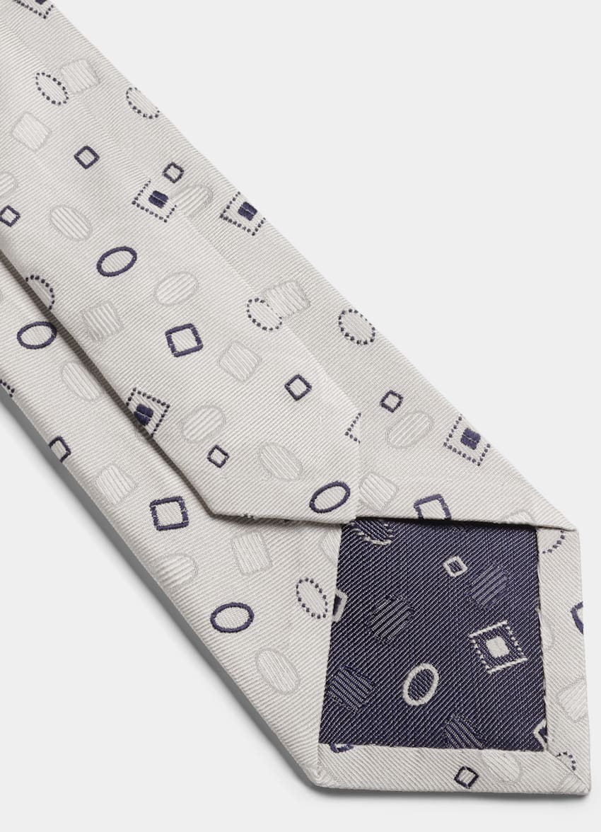 SUITSUPPLY Rent silke från Fermo Fossati, Italien Grafisk benvit slips