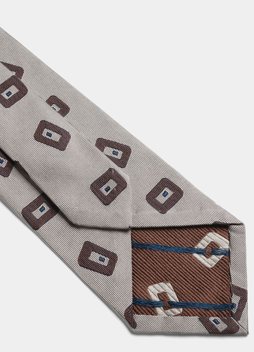 SUITSUPPLY Pure Silk by Fermo Fossati, Italy Grey Graphic Tie