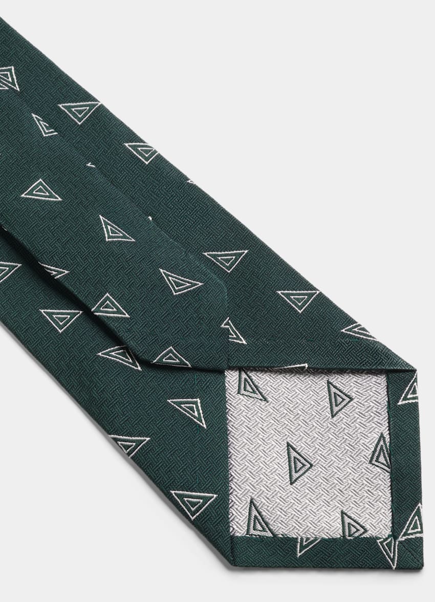 SUITSUPPLY 意大利 Fermo Fossati 生产的真丝面料 绿色图纹领带