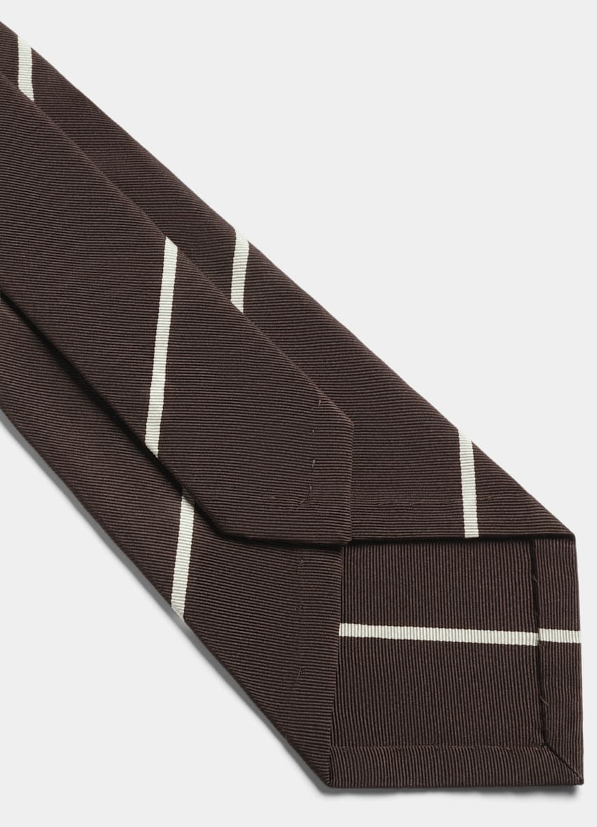 SUITSUPPLY Silk Cotton by Fermo Fossati, Italy Brown Striped Tie