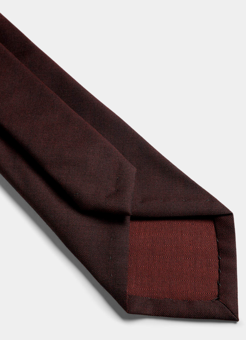 SUITSUPPLY Pure Wool by Delfino, Italy Burgundy Herringbone Tie