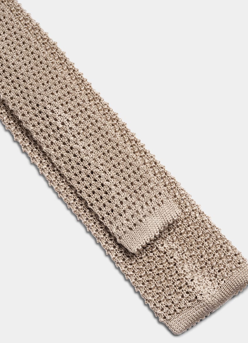 SUITSUPPLY Pure Silk by Canepa, Italy Light Brown Knitted Tie