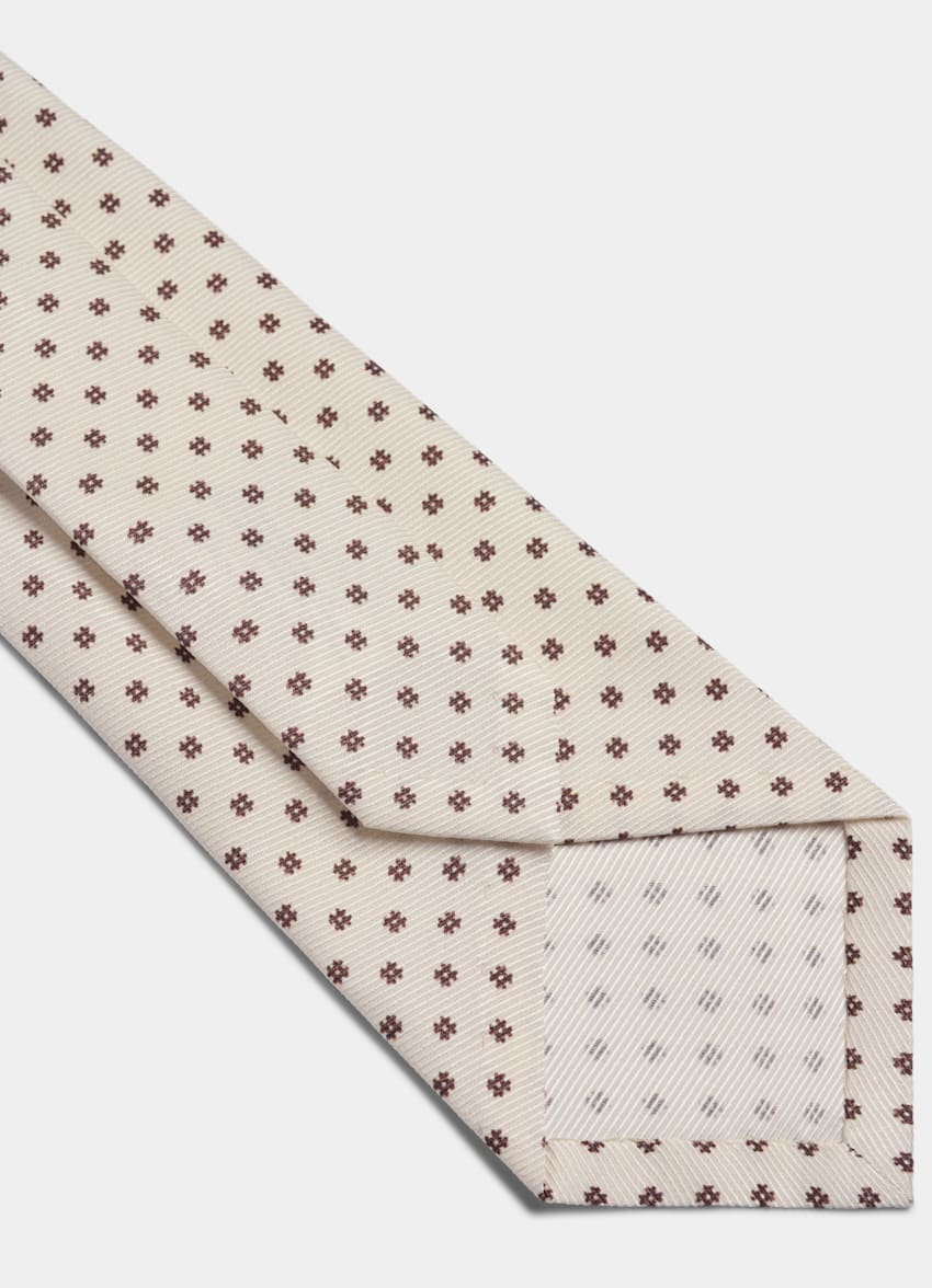 SUITSUPPLY Pure Silk by Silk Pro, Italy Off-White Flower Tie