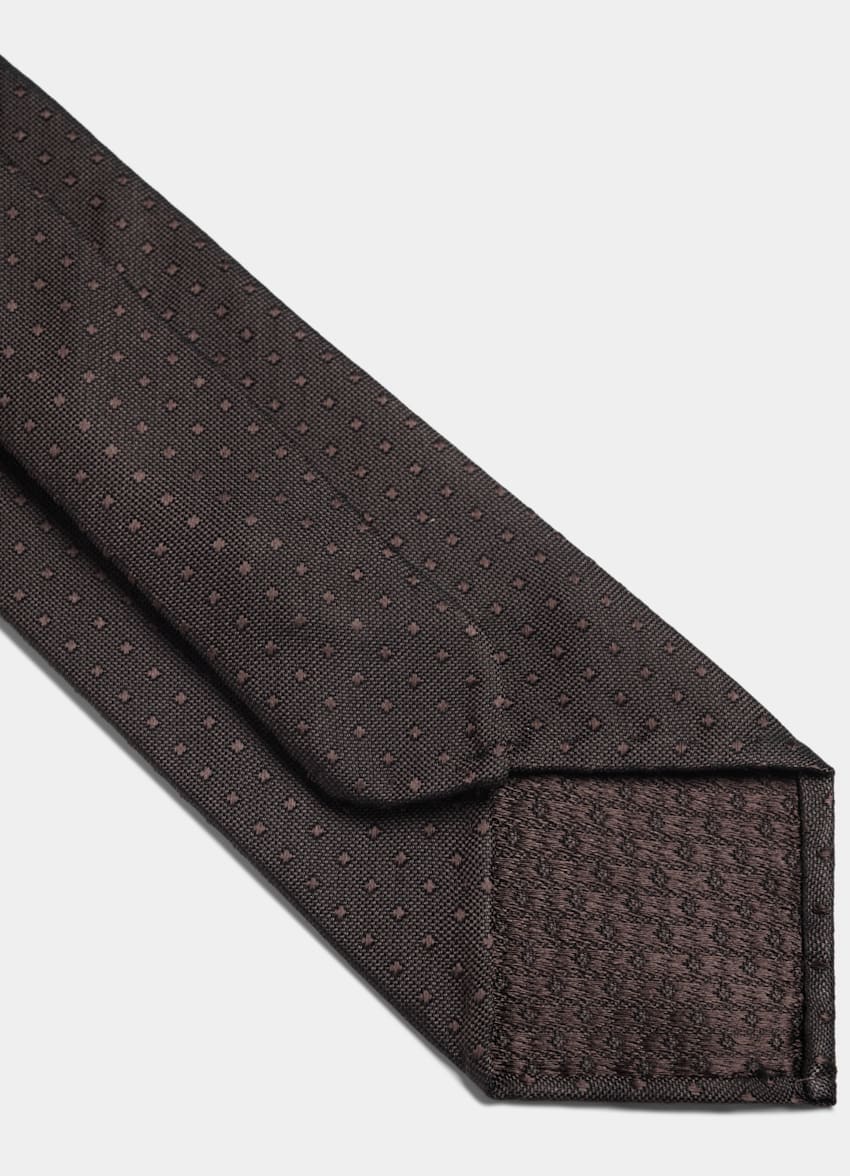 SUITSUPPLY Czysty jedwab Krawat w graficzny wzór ciemnobrązowy