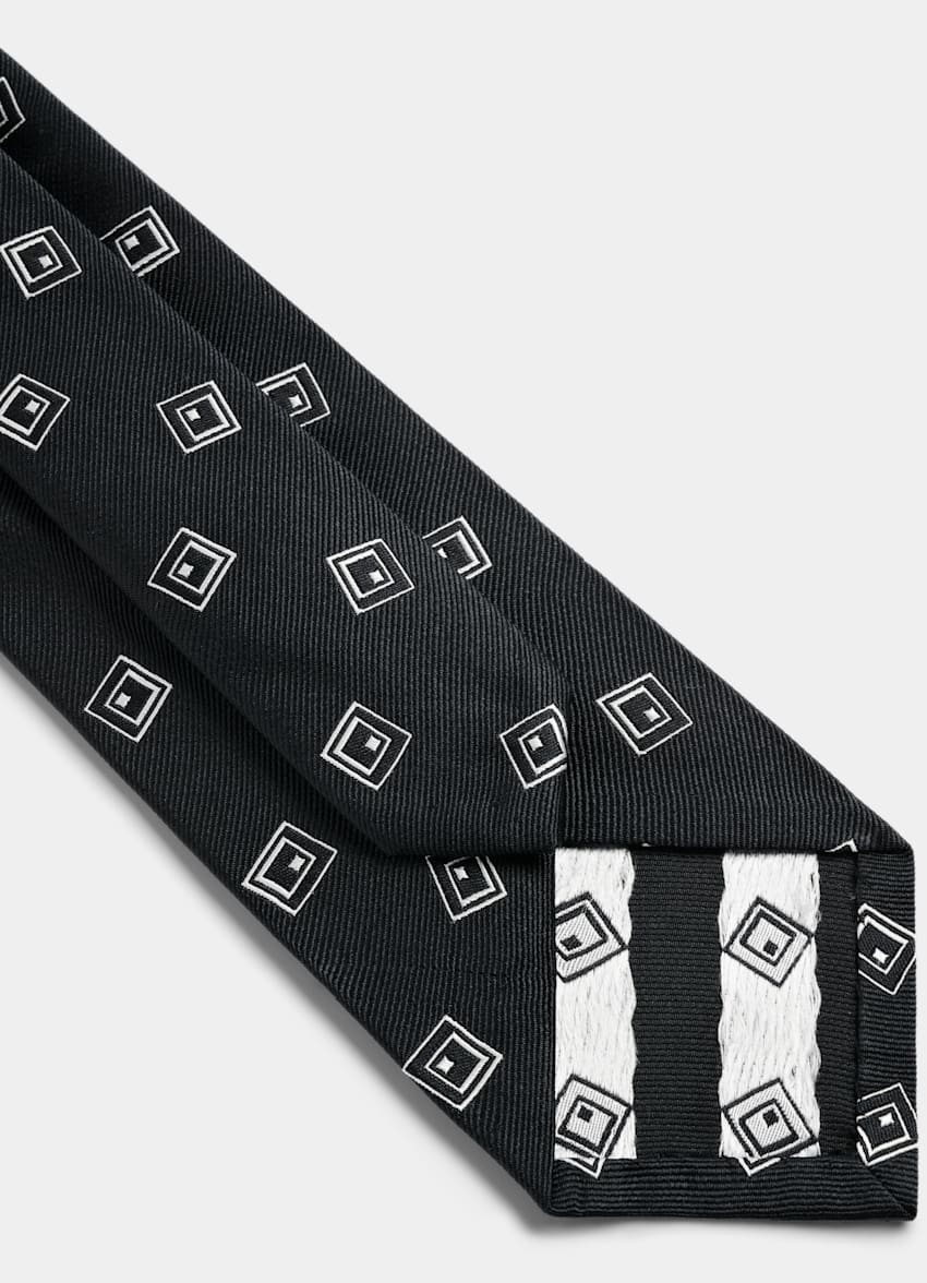 SUITSUPPLY Pure Silk by Silk Pro, Italy Navy Graphic Tie