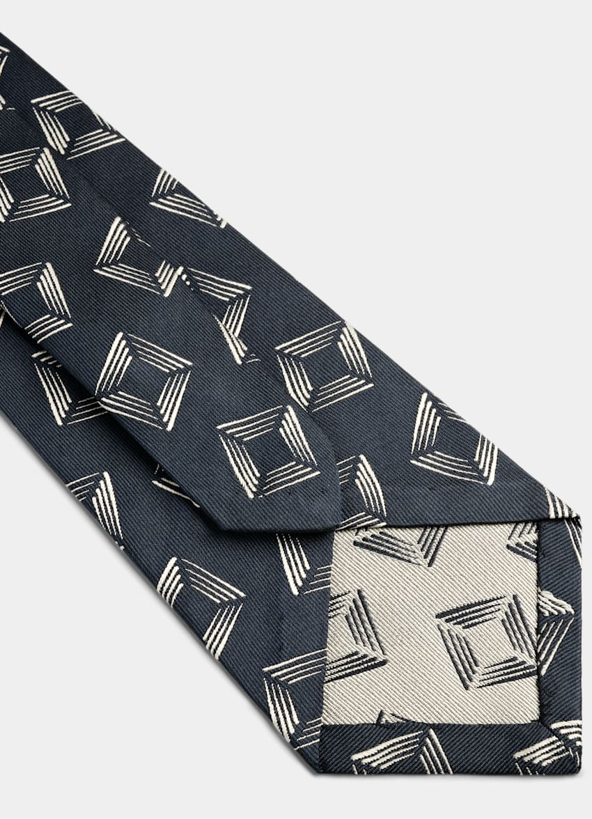 SUITSUPPLY Pure Silk Navy Graphic Tie
